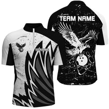 Load image into Gallery viewer, Personalized Men Eagle Bowling Shirts 1/4 Zip Bowling Jersey League Multicolor QZT463