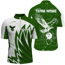 Load image into Gallery viewer, Personalized Men Eagle Bowling Shirts 1/4 Zip Bowling Jersey League Multicolor QZT463