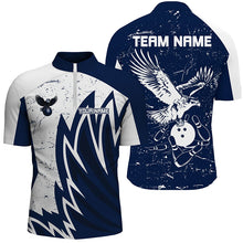 Load image into Gallery viewer, Personalized Men Eagle Bowling Shirts 1/4 Zip Bowling Jersey League Multicolor QZT463