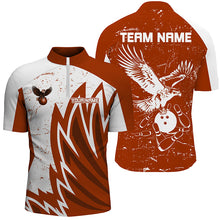 Load image into Gallery viewer, Personalized Men Eagle Bowling Shirts 1/4 Zip Bowling Jersey League Multicolor QZT463