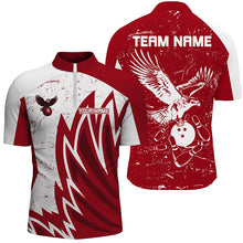 Load image into Gallery viewer, Personalized Men Eagle Bowling Shirts 1/4 Zip Bowling Jersey League Multicolor QZT463
