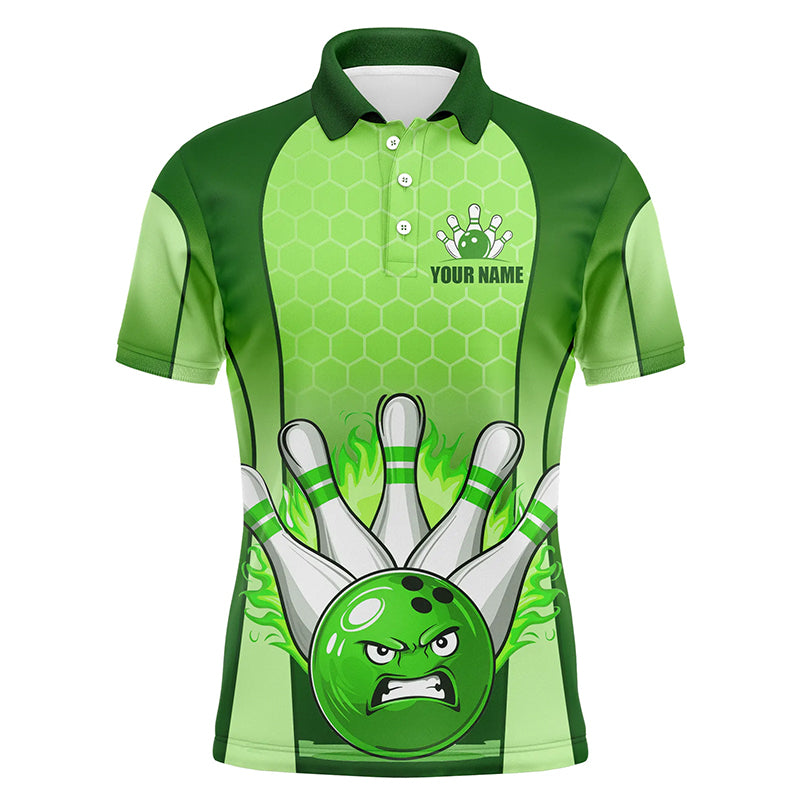 Personalized Bowling Shirt Green Men Polo Bowling Jersey Bowling Team League Unisex QZT278