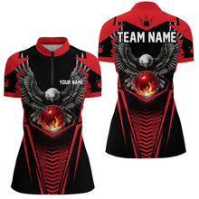 Load image into Gallery viewer, Custom Eagle Bowling Shirts 1/4 Zip Bowling Team League for Women QZT434