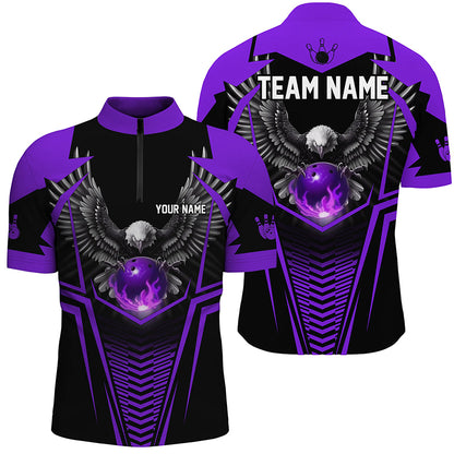Custom Eagle Bowling Shirts 1/4 Zip Bowling Team League for Men QZT434