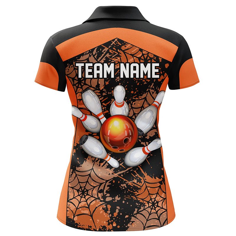 Orange Bowling Shirt for Women Spider Bowling Shirt Customized Polo Shirt Unisex QZT288