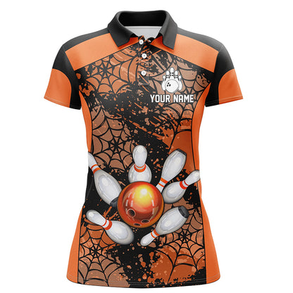 Orange Bowling Shirt for Women Spider Bowling Shirt Customized Polo Shirt Unisex QZT288
