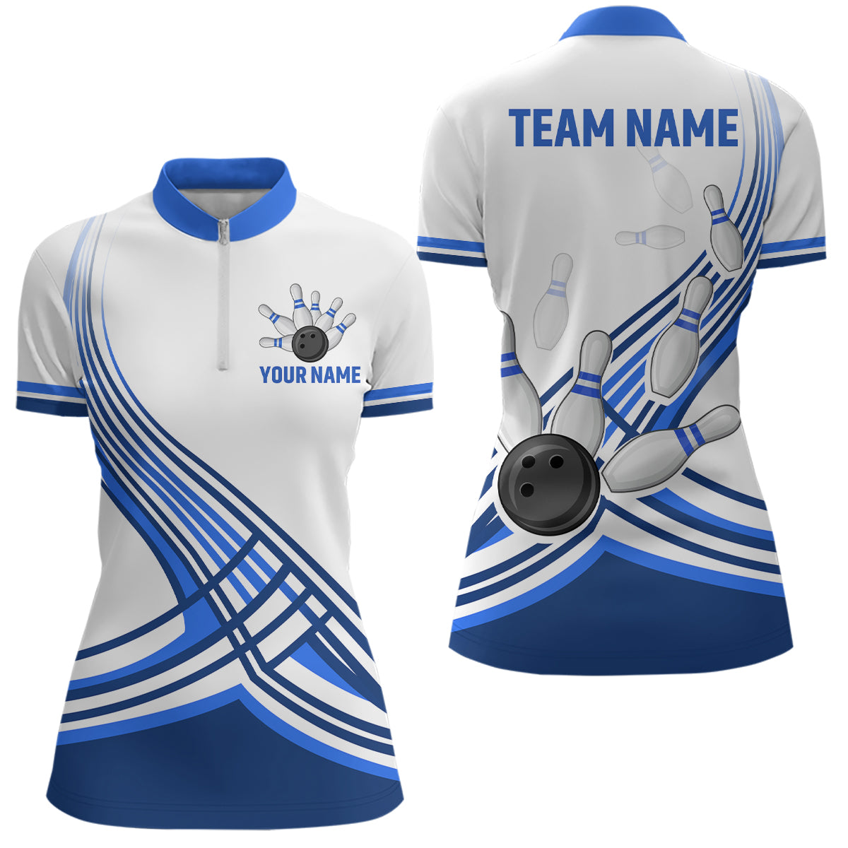 Personalized Women's Bowling Jersey Quarter Zip Bowling Team Shirts Bowling Gifts QZT502