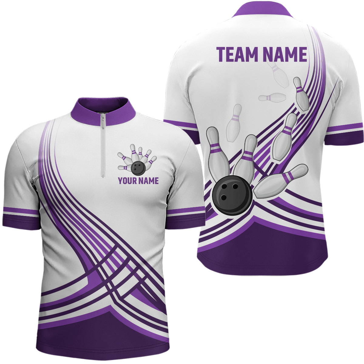 Personalized Men's Bowling Jersey Quarter Zip Bowling Team Shirts Bowling Gifts QZT502