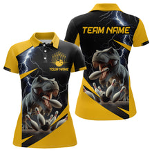 Load image into Gallery viewer, Yellow &amp; Black Thunder Bowling Shirts Custom Bowling Polo Jersey for Men Women QZT669