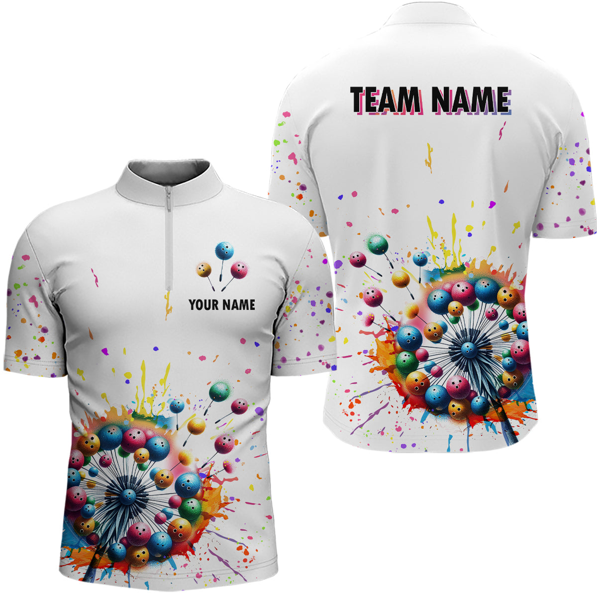 Custom Dandelion Bowling Shirts Men Sympathy Bowling Jersey Quarter Zip Bowling QZT465