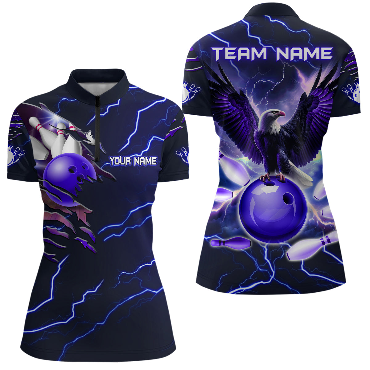 Personalized Women 1/4 Zip Eagle Bowling Shirts Bowling Team League QZT437