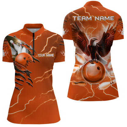 Personalized Women 1/4 Zip Eagle Bowling Shirts Bowling Team League QZT437