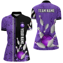 Load image into Gallery viewer, Custom Women Bowling Team Shirts Quarter Zip Bowling Jersey League Muticolor QZT474