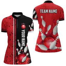 Load image into Gallery viewer, Custom Women Bowling Team Shirts Quarter Zip Bowling Jersey League Muticolor QZT474