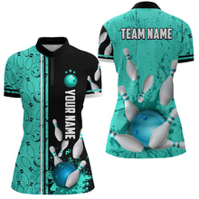 Load image into Gallery viewer, Custom Women Bowling Team Shirts Quarter Zip Bowling Jersey League Muticolor QZT474
