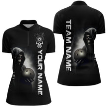 Load image into Gallery viewer, Custom Skull Bowling Shirts Unisex Quarter-Zip Bowling Team Jersey Black Bowling League QZT631