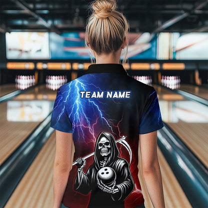 Thunder Bowling Shirt| Grim Reaper Bowling Jersey, Custom Bowling for Women, Polo Bowling Shirt QZT405