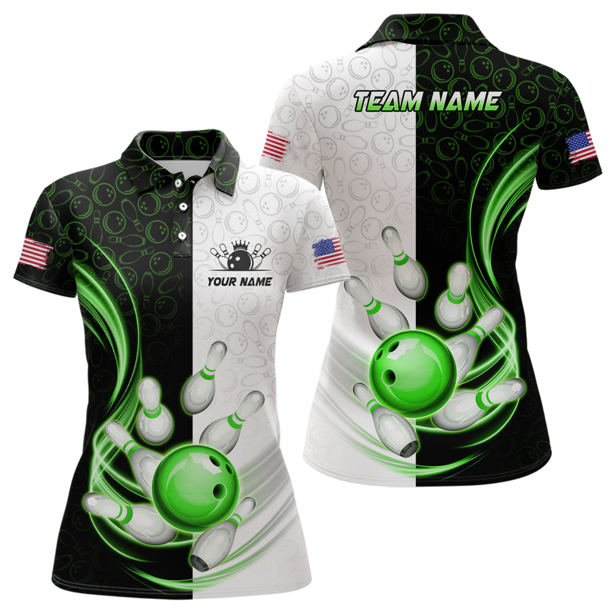 Custom Bowling Shirts for Women Camo Bowling Jersey Polo Bowling Team League QZT449