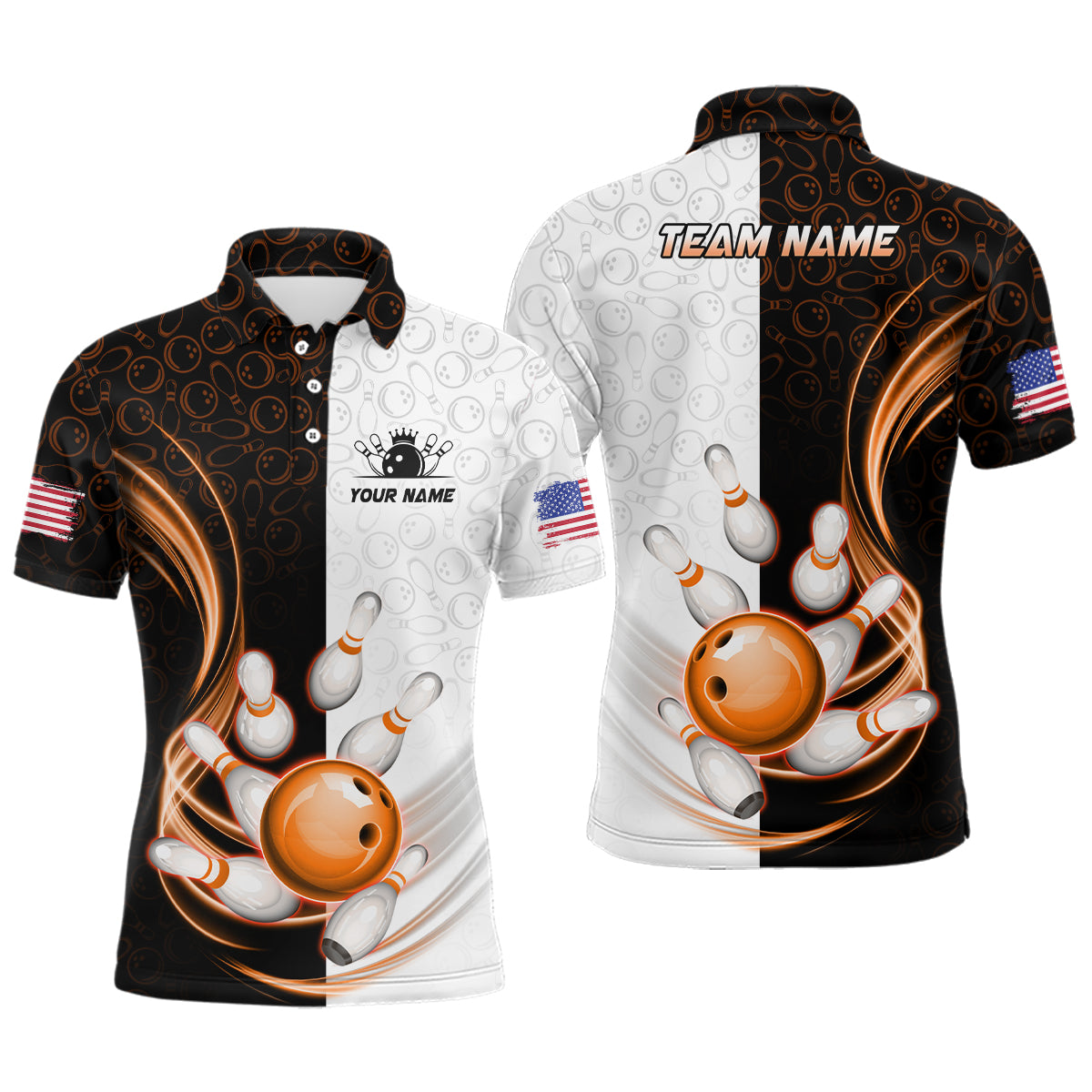 Custom Bowling Shirts for Men Camo Bowling Jersey Polo Bowling Team League QZT449
