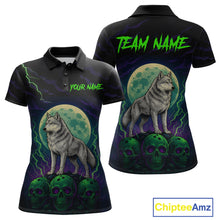 Load image into Gallery viewer, Purple And Green Wolf &amp; Skull Bowling Team Shirt for Women Custom Bowling League Jersey Bowling Unisex QZT732