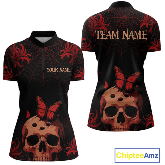Skull Halloween Team Shirt Custom Horror Bowling Jersey for Women Bowling League Bowling Outfit QZT734
