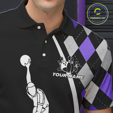 Load image into Gallery viewer, Purple Argyle Pattern Bowling Jersey for Men Custom Polo &amp; 1/4-Zip Bowling Team Shirt Bowling Gift QZT725