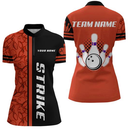 Custom Bowling Shirt for Women Bowling Jersey Bowling Team League Quarter-Zip Shirt QZT100