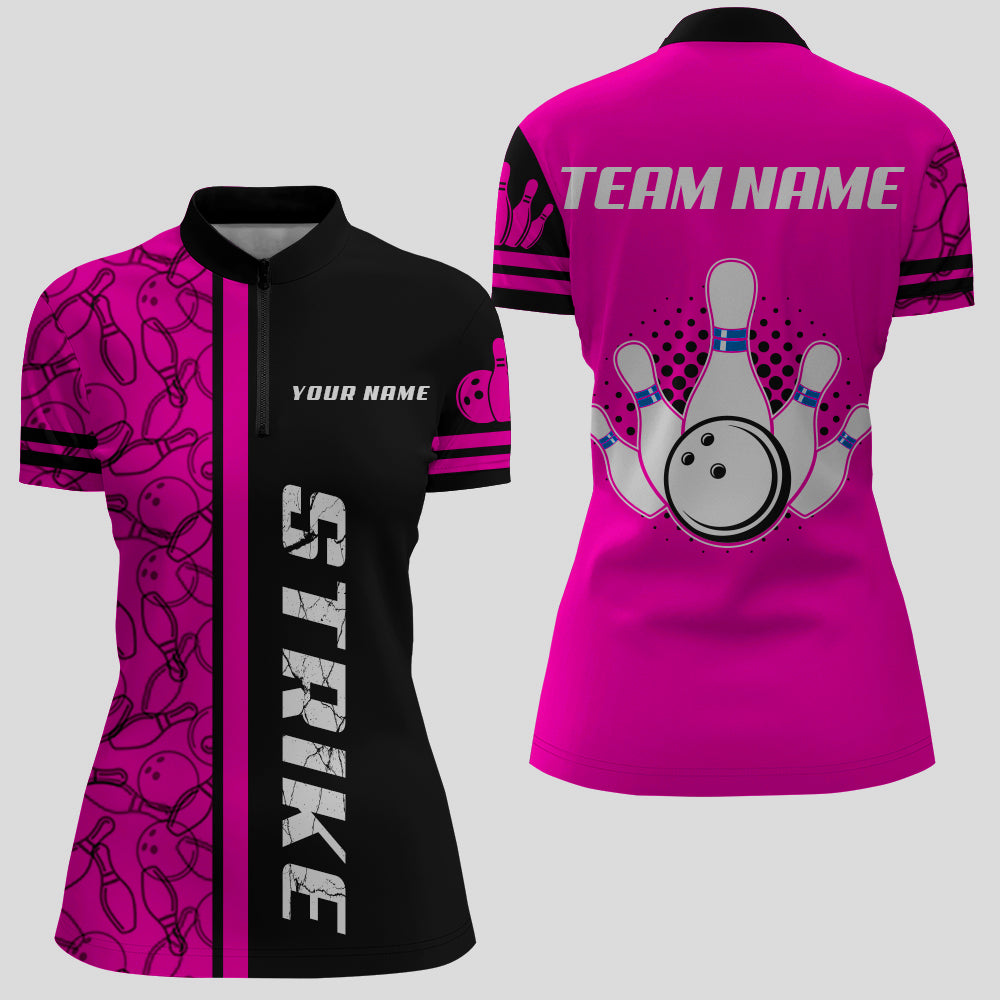 Custom Bowling Shirt for Women Bowling Jersey Bowling Team League Quarter-Zip Shirt QZT100