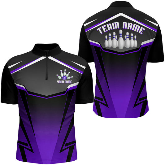Custom Bowling Shirt for Men Bowling Jersey Bowling Team League Quarter-Zip Shirt QZT140