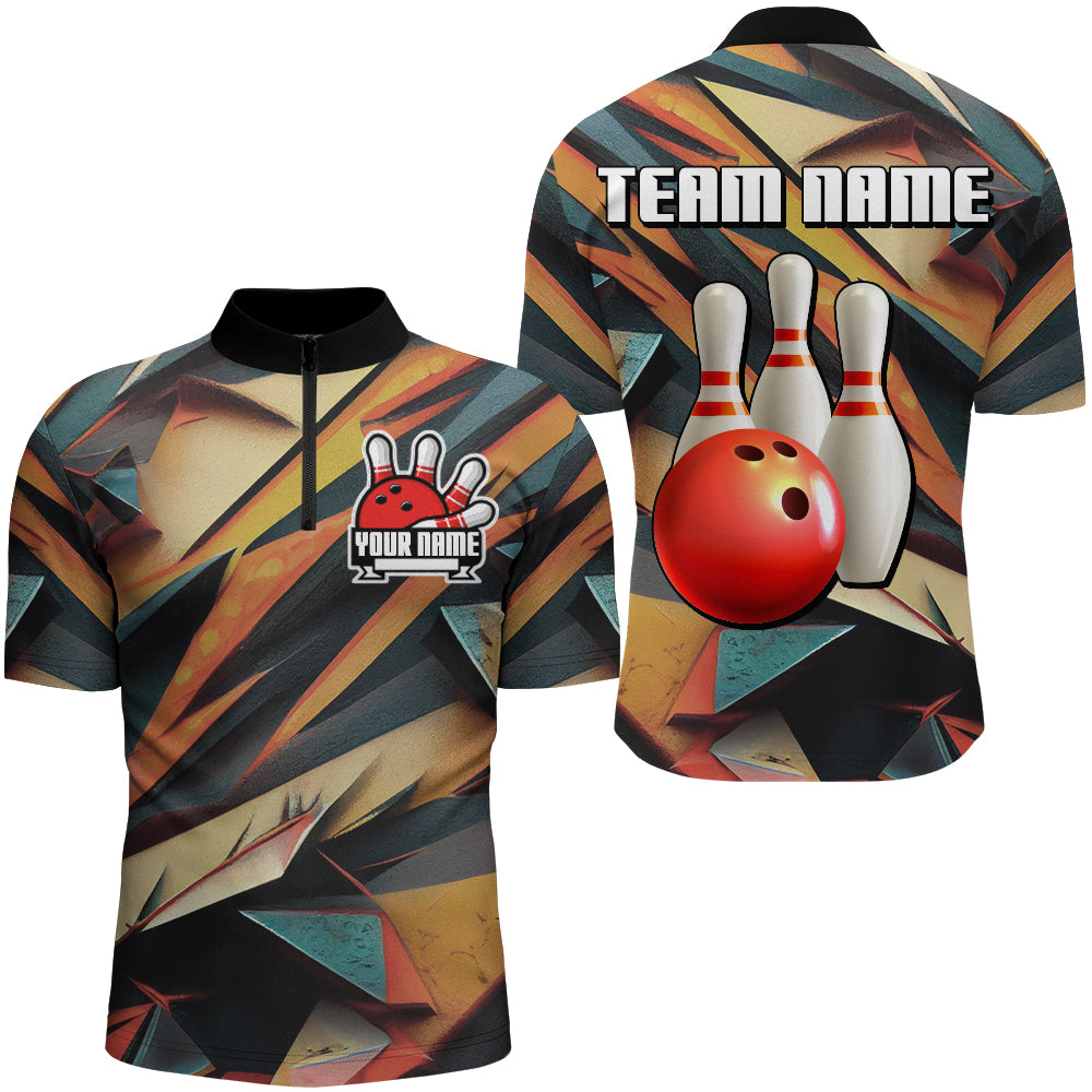 Personalized Bowling Shirts Men Custom Bowling Jersey Team Bowling Quarter-Zip Shirt QZT63