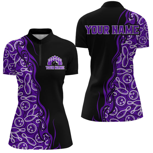 Custom Bowling Shirt for Women Personalized Bowling Jersey Bowling Team League Quarter-Zip Shirt QZT66