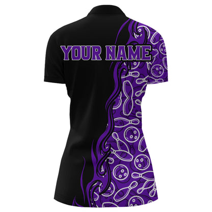 Custom Bowling Shirt for Women Personalized Bowling Jersey Bowling Team League Quarter-Zip Shirt QZT66