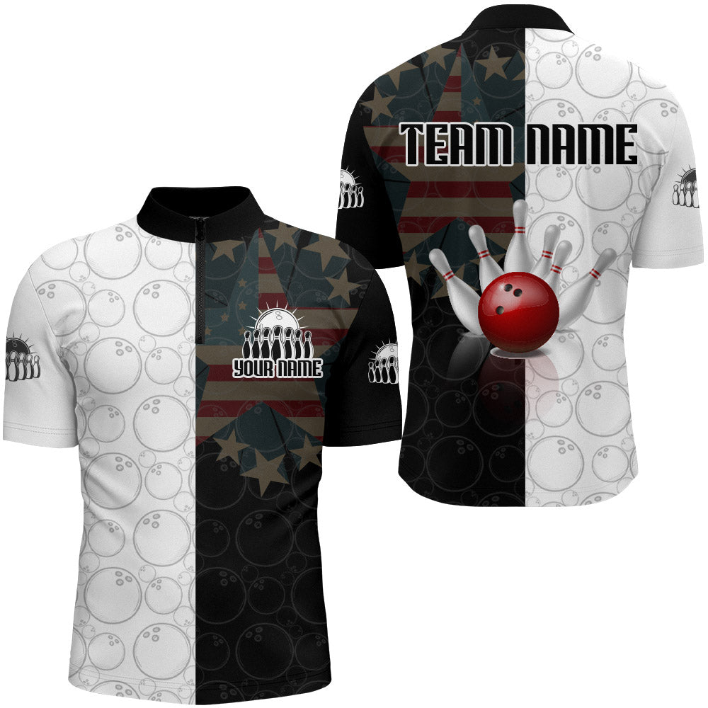 Custom Bowling Shirt for Men Personalized Bowling Jersey Bowling Team League Quarter-Zip Shirt QZT67