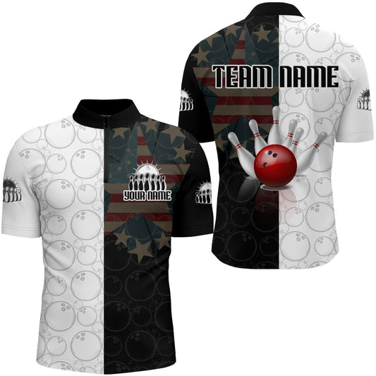 Custom Bowling Shirt for Men Personalized Bowling Jersey Bowling Team League Quarter-Zip Shirt QZT67