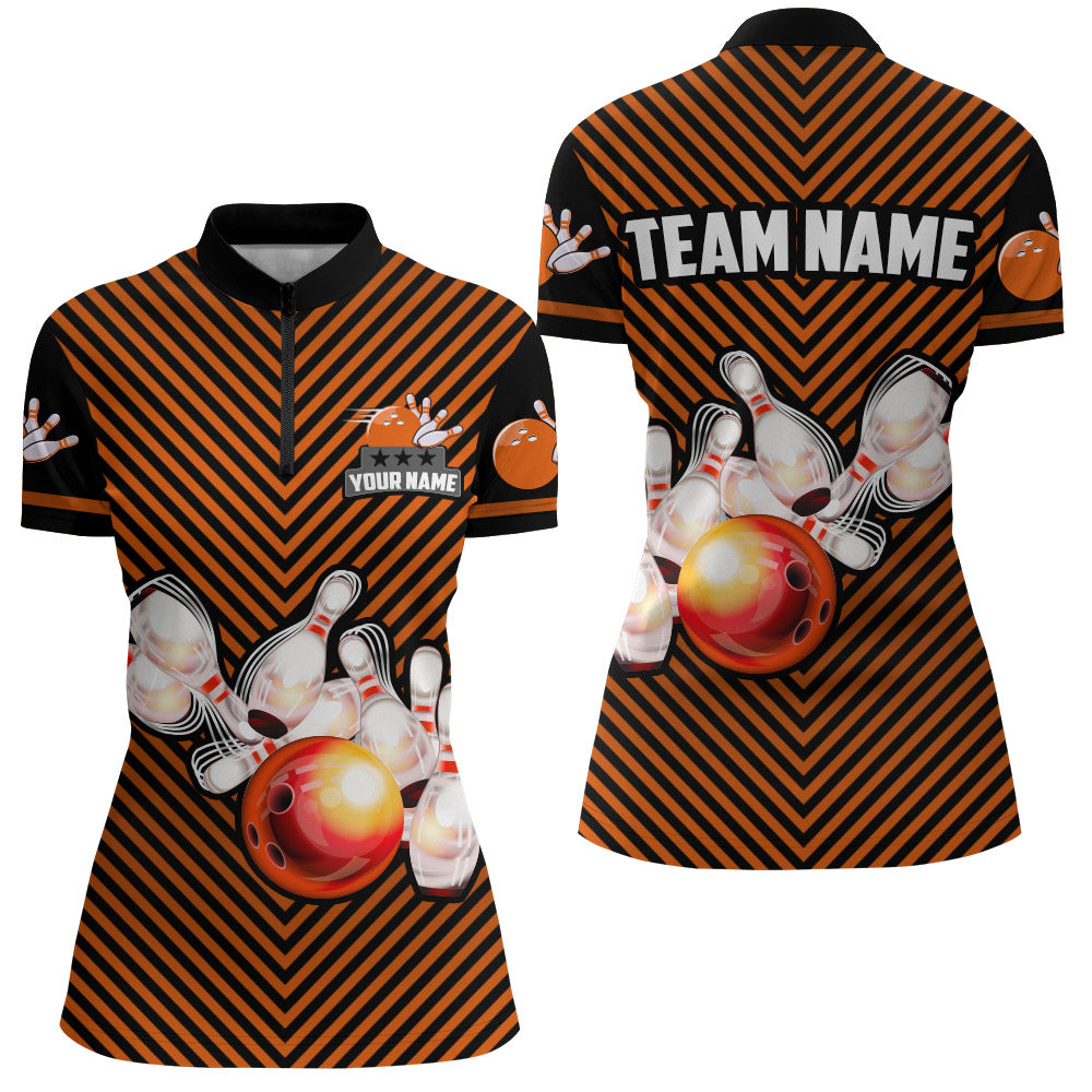 Custom Bowling Shirt for Women Personalized Bowling Jersey Bowling Team League Quarter-Zip Shirt QZT68