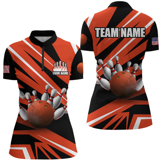 Custom Bowling Shirt for Women  Bowling Jersey Bowling Team League Quarter-Zip Shirt QZT39