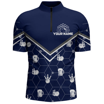 Personalized Camo 1/4 Zip Shirt Bowling Shirt for Men Custom Bowling Jersey Bowling Team League QZT253