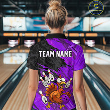 Load image into Gallery viewer, Custom Purple Turkey Bowling Shirt Funny Ball Pin League Jersey for Women Polo Outfit QZT765