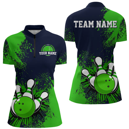 Personalized Women's Bowling Shirts Bowling Jersey Quarter Zip Bowling Performance QZT497