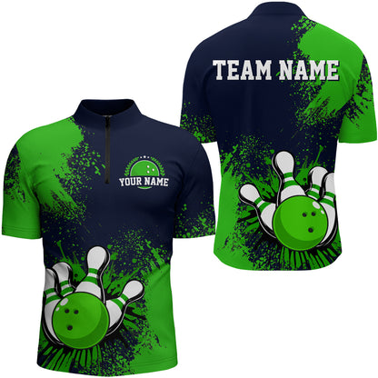 Personalized Men's Bowling Shirts Bowling Jersey Quarter Zip Bowling Performance QZT497