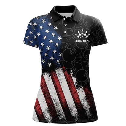 Skull Bowling Polo Shirt US Flag Bowling Jersey Women Bowling Camo Bowling Customized QZT261