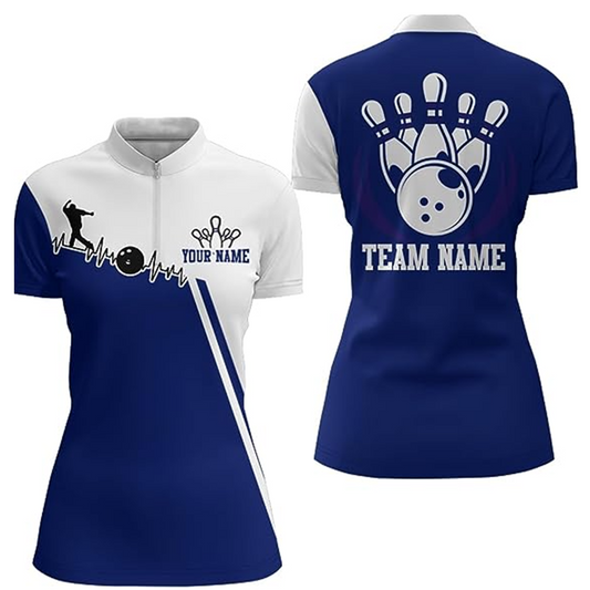 Camo Bowling Quarter-Zip Shirt for Women Custom Bowling Team Shirt Bowlers Jersey QZT2
