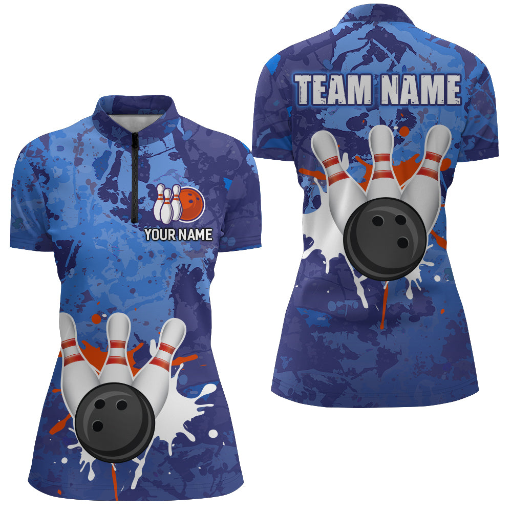 Personalized Bowling Shirt for Women Custom Bowling Jersey Bowling Team League Quarter-Zip Shirt QZT204