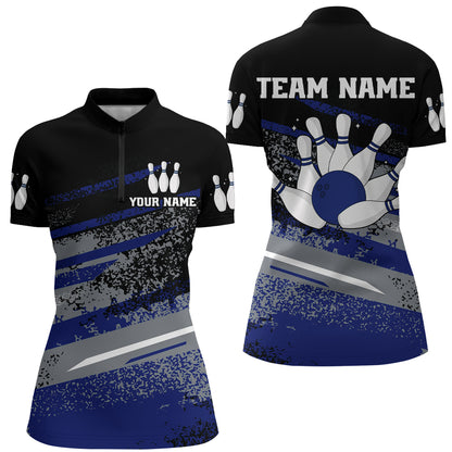 Personalized Women's Bowling Jersey Quarter Zip Bowling Team Shirts Bowling Gifts QZT501
