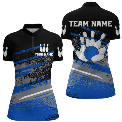 Personalized Women's Bowling Jersey Quarter Zip Bowling Team Shirts Bowling Gifts QZT501