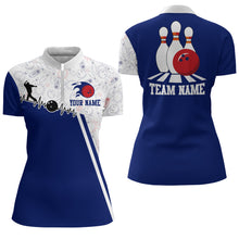 Load image into Gallery viewer, Women's Bowling Shirt Personalized Camo Bowling Jersey 1/4 Zip Bowling Shirt QZT419