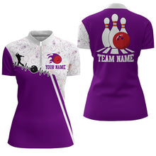 Load image into Gallery viewer, Women's Bowling Shirt Personalized Camo Bowling Jersey 1/4 Zip Bowling Shirt QZT419
