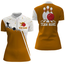 Load image into Gallery viewer, Women's Bowling Shirt Personalized Camo Bowling Jersey 1/4 Zip Bowling Shirt QZT419