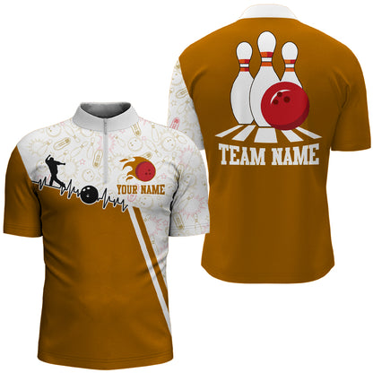 Men's Bowling Shirt Personalized Camo Bowling Jersey 1/4 Zip  Bowling Shirt QZT19
