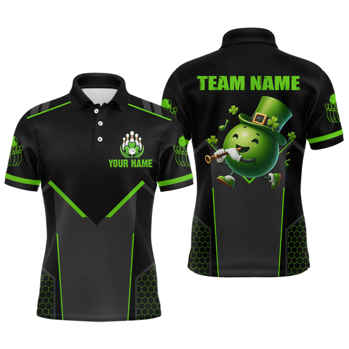 Personalized St Patrick Day Bowling Shirt Polo Green Bowling Jersey Team League QZT621